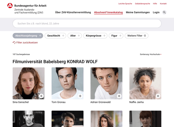ZAV-Absolventinnen und -Absolventen 2021 (verweist auf: Große Auswahl junger Schauspieler*innen)